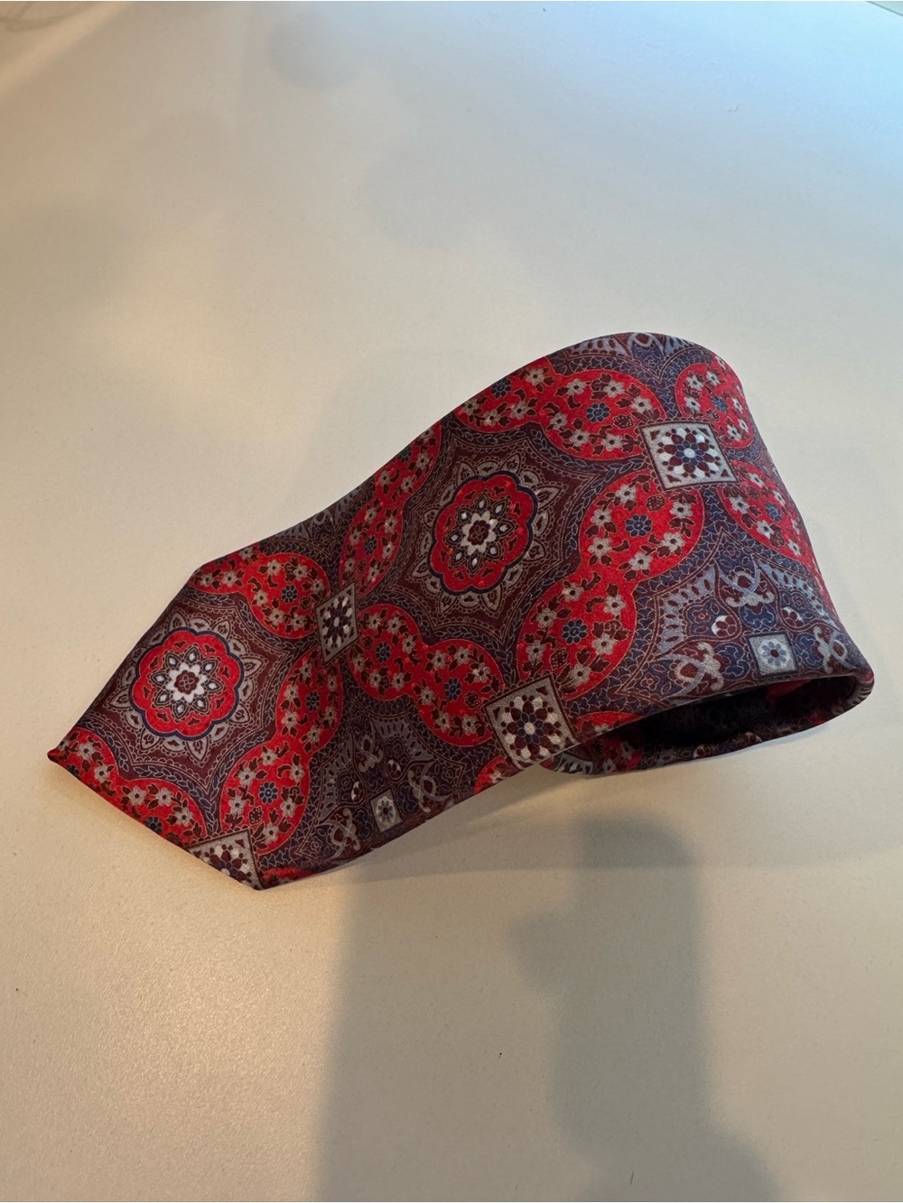 Ermenegildo Zegna Red and Brown Paisley Silk Tie